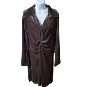 Calvin Klein Womens Green Velvet Twist Front Mini Fit & Flare Dress Sz 12